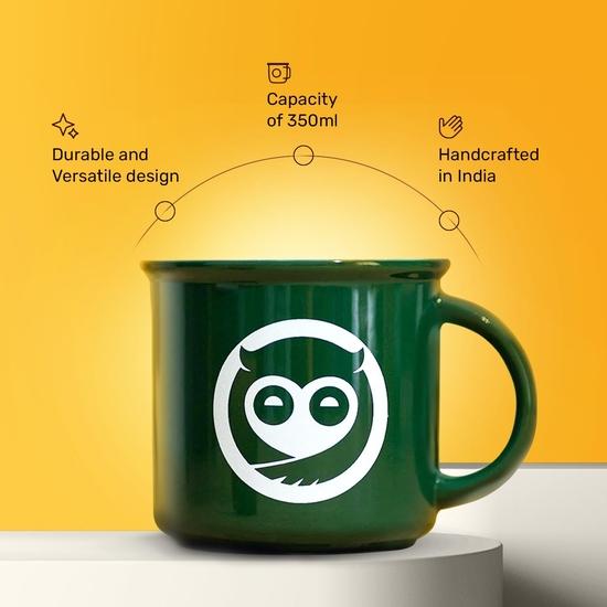 Sleepy Owl Ceramic Mugs Set of 2 | 350ml Capacity | Microwave Safe | Handcrafted | Large, Stylish Coffee Cup