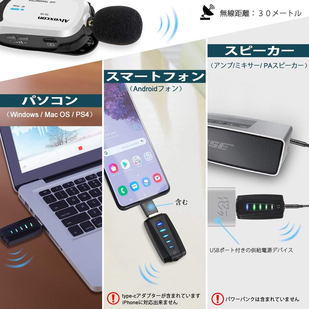 Alvoxcon UM310 USB Wireless Microphone, Lapel Microphone with Earphone Jack, Clip-on Microphone for PC, UHF Recording, Video Recording,