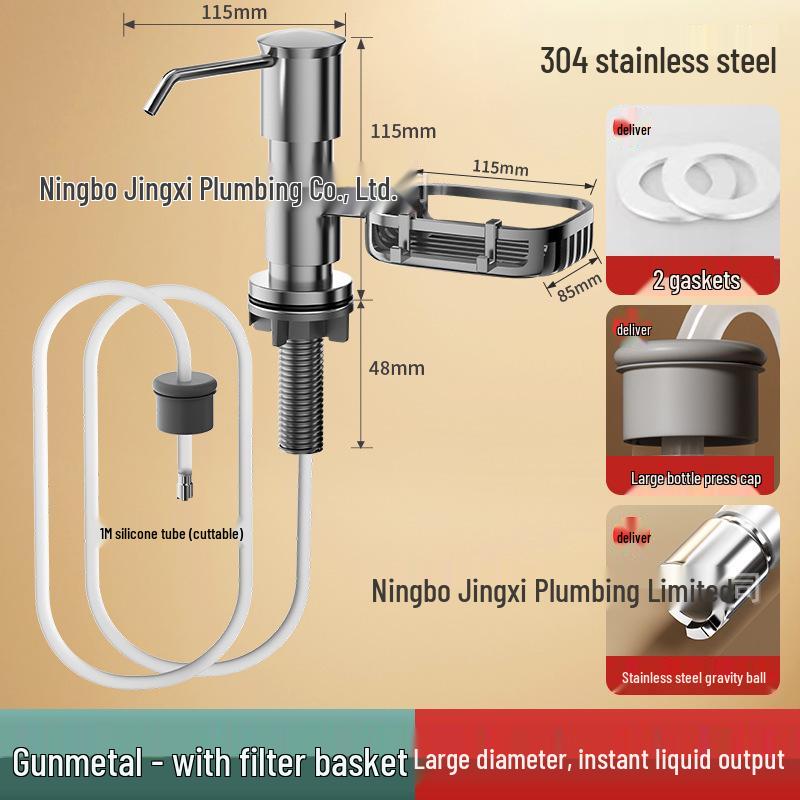 Dish Soap Dispenser with Extension Tube for Kitchen and Vegetable Wash