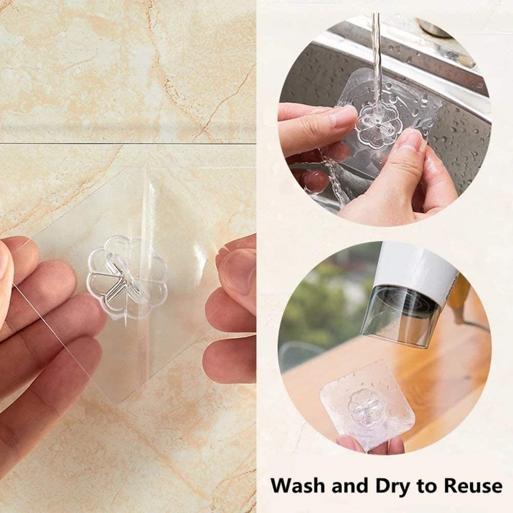 20pcs Transparent Plastic Duty Wall Hook For Kitchen Bathroom Office No Trace No Scratch Waterproof Adhesive Hooks Organizer