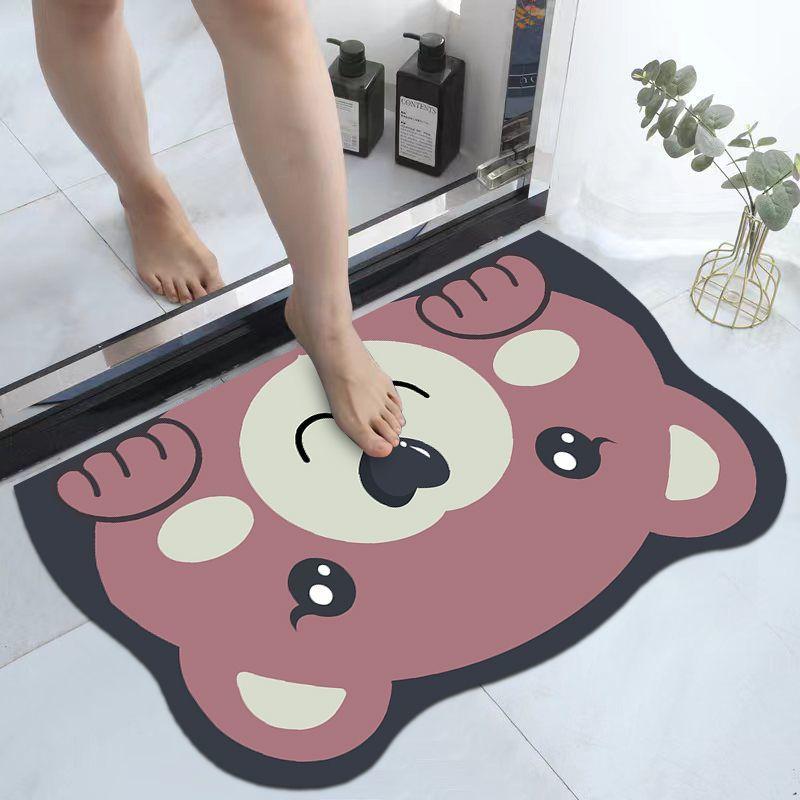 Toilet Non-slip Door Mat Cute Cartoon Diatom Mud Floor Mat Bathroom Door Floor Mat Anti-drop Absorbent Quick-drying Door Mat