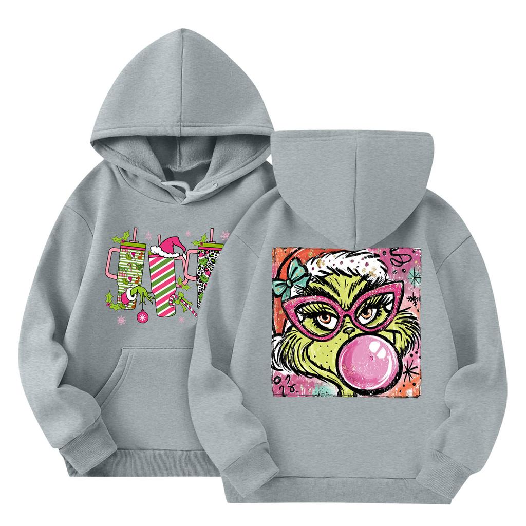 Barne Mote Lett Langermet Genser Med Lommer Trykk Hettegenser