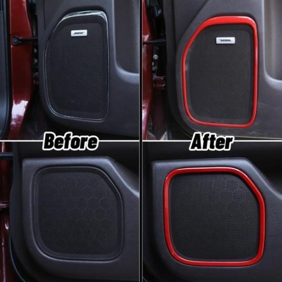 4pcs Inner Door Speaker Horn Trim Cover For Chevy Silverado GMC Sierra 14-18 Red