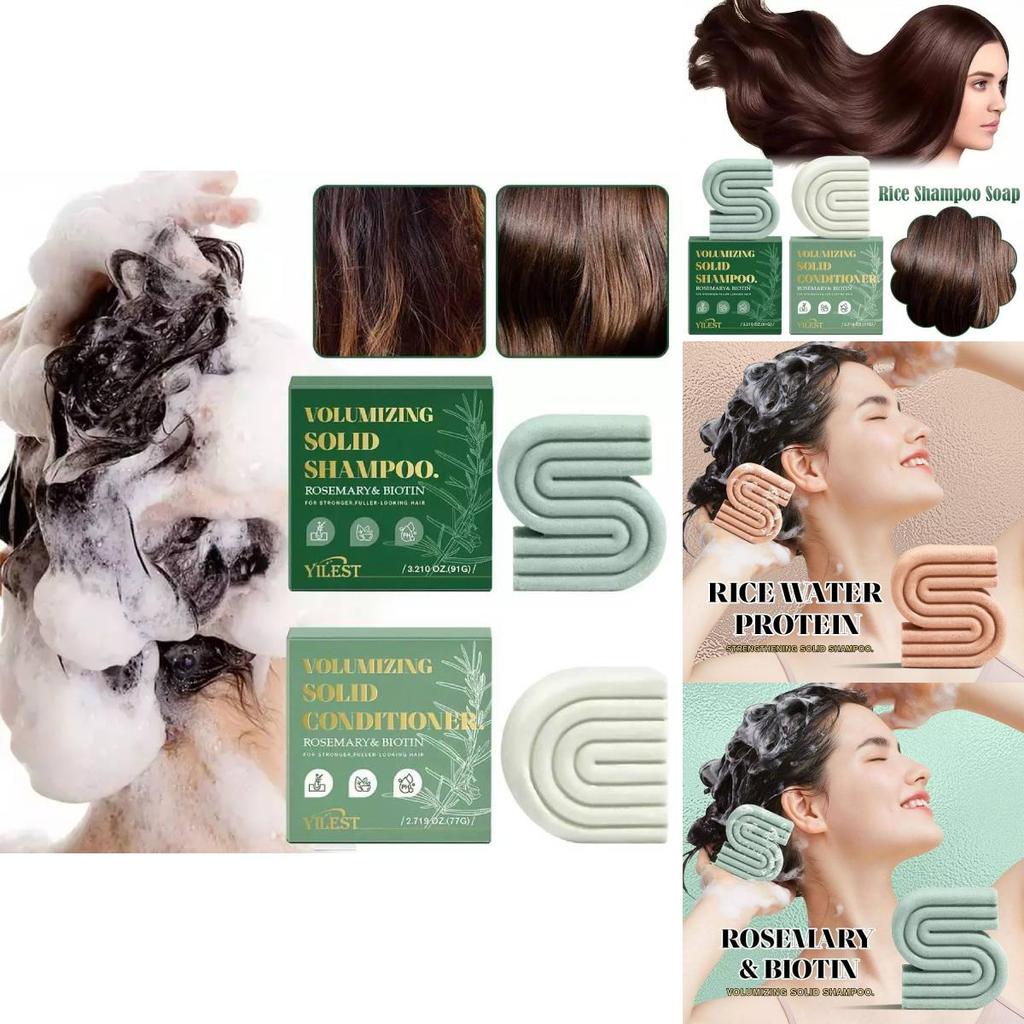 Nourishing Hair Shampoo And Conditioner Bar Soap With Rice Water And Rosemary Essence For Deep Cleansing And Moisturizing Benefits