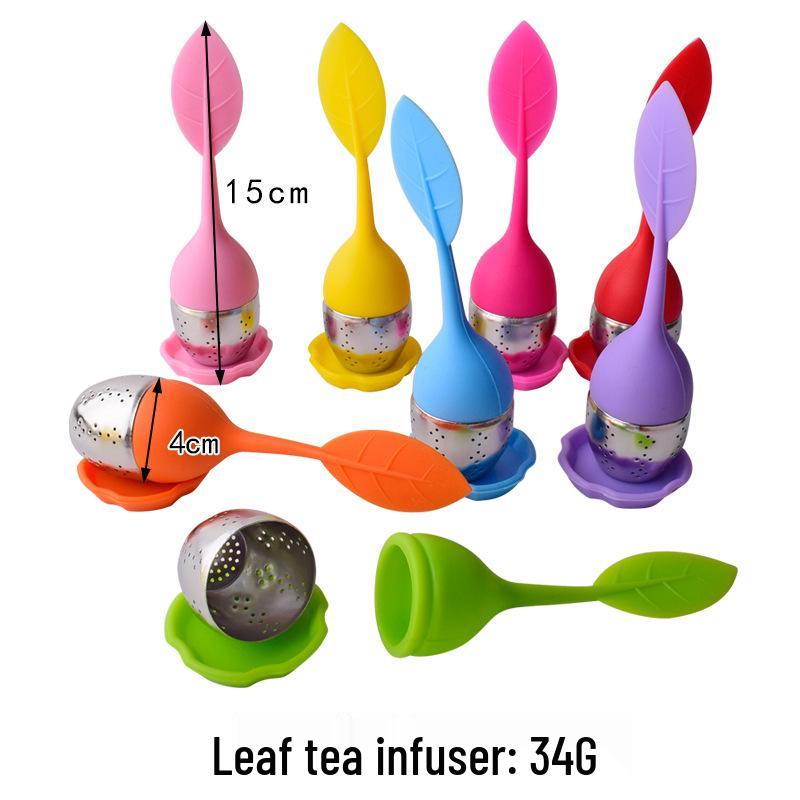 Creative Flower Leaf Silicone Tea Infuser & Stainless Steel Tea Ball Strainer Blue