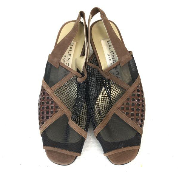 Balenciaga Back Strap Mesh Sandals Size 34.5 22.0-22.5cm Brown and Black Shoes Sandals Pumps(USED)