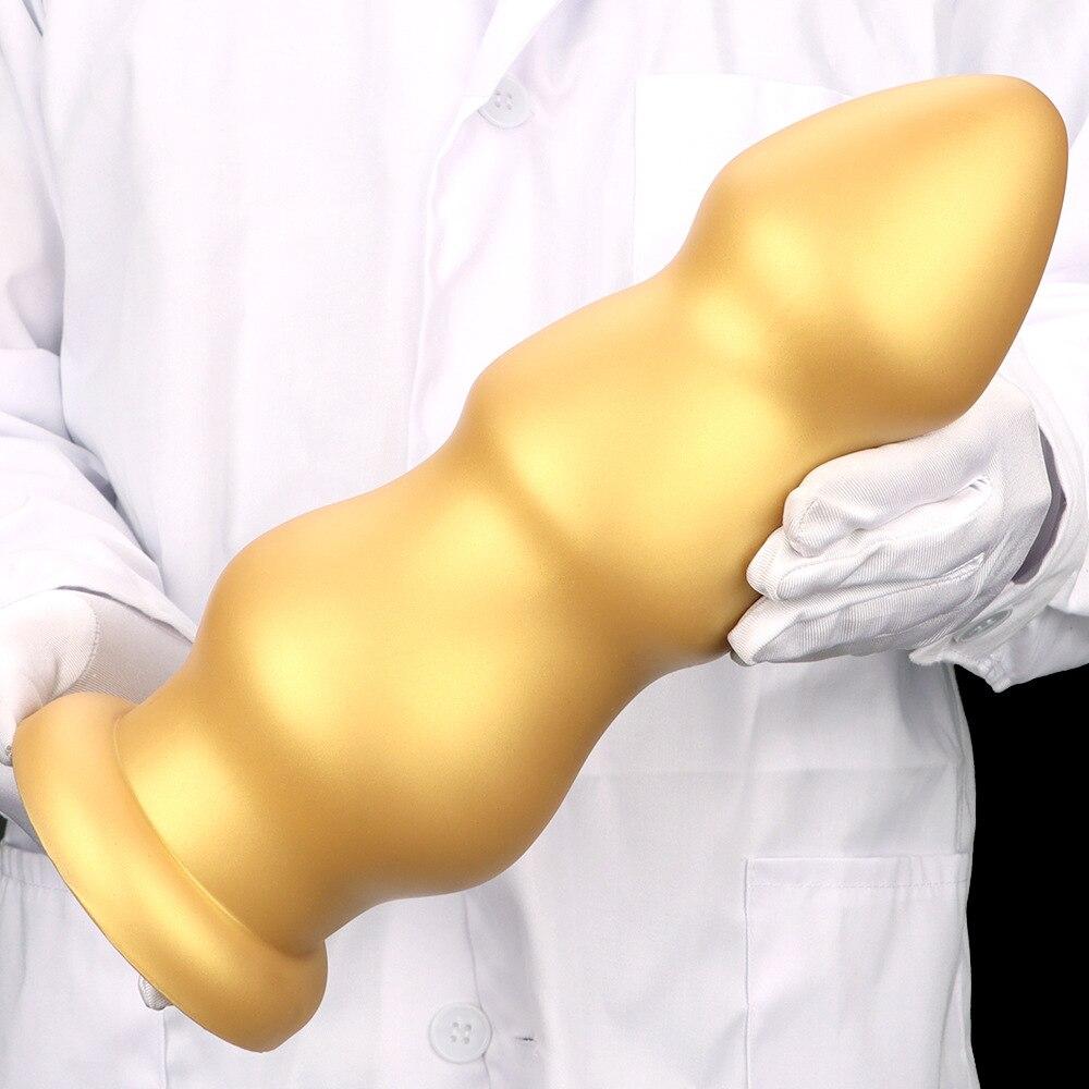 Gode géant en silicone doré avec ventouse, plug anal, jouet sexuel pour fisting, sangle sur pénis, bite réaliste BDSM, convient aux deux