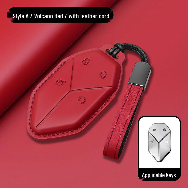 Equation Leopard Titanium Key Case: Genuine Leather, Anti-Fall, Interior Modification Accessory for 3-7 Keys