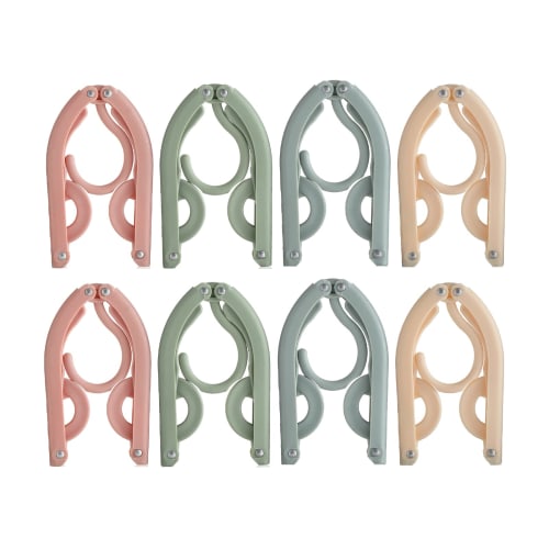 ALLMIRA Folding Hangers, Portable Travel Hangers, 4 Colors, 8 Sets, Foldable, Portable, Laundry, Clothes Drying Rack, Convenient, Lightweight, Multifu