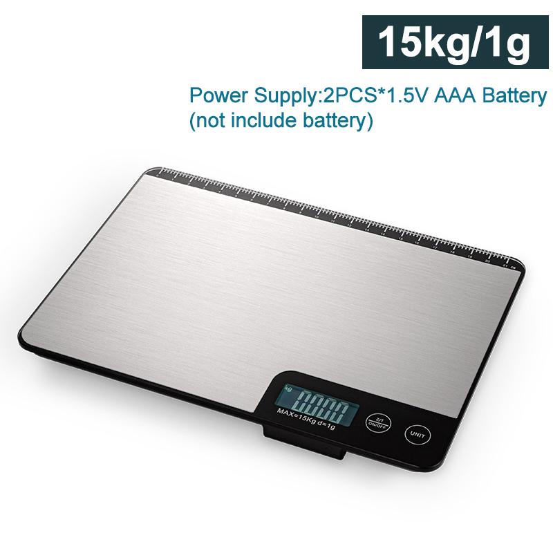 

15 кг 1 г Цифровые кухонные весы из нержавеющей стали для взвешивания продуктов, диеты, почтовые весы для измерения, ЖК-дисплей, прецизионные электронные весы