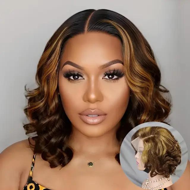 European and American fashion front lace medium and long curly hair wig, hot-selling big wave curly hair wig in Africa, spot