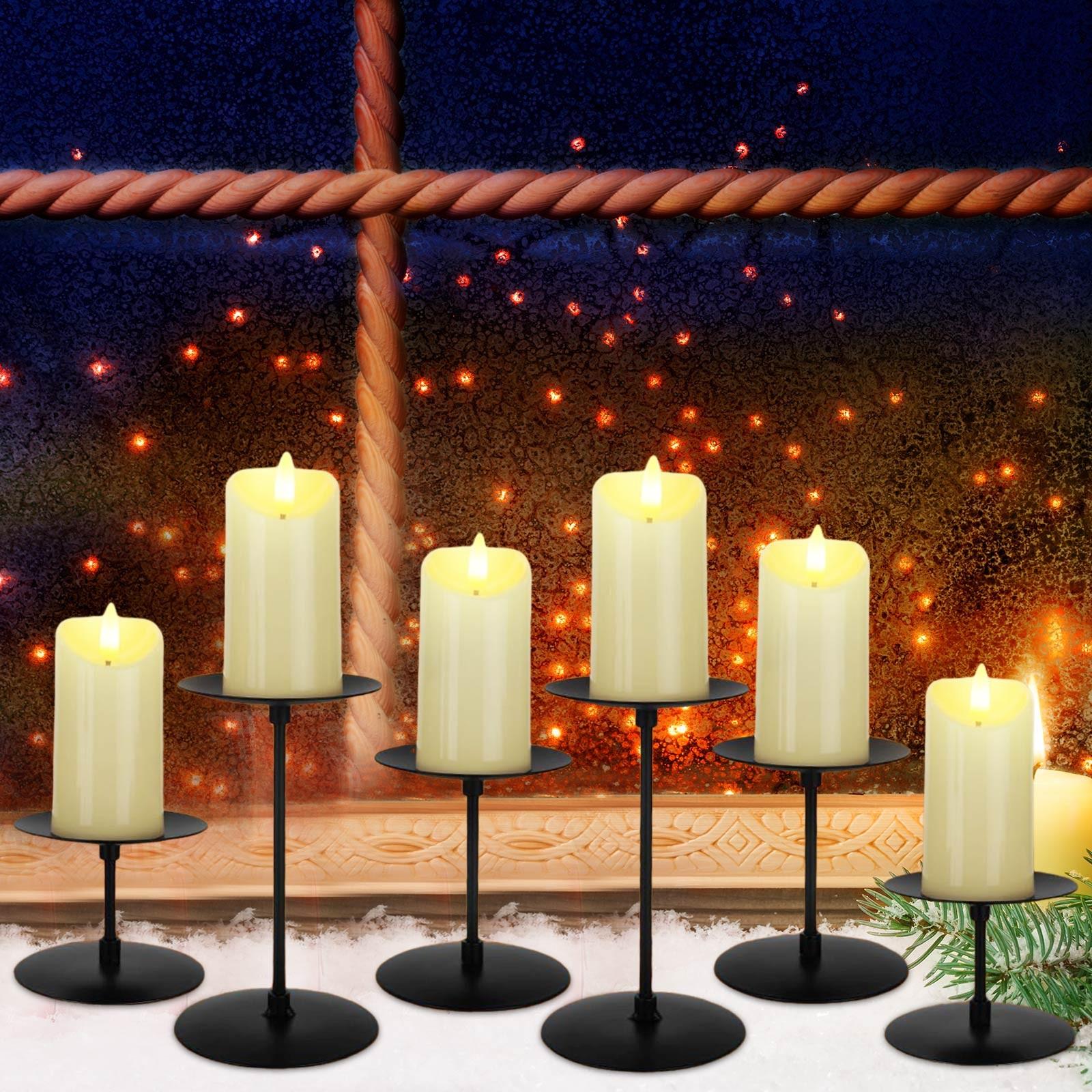 

6 Pcs Mini Retro Candle Stick Stand Candles For Inside Fireplace 2.7 /4 /6 Metal Candle Holders Home Ornament One Size
