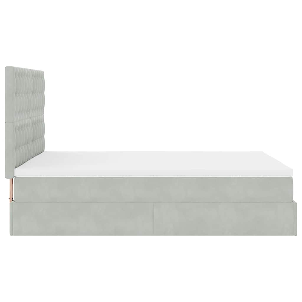 Ottoman Bed with Mattress Light Grey 140x190 cm Velvet