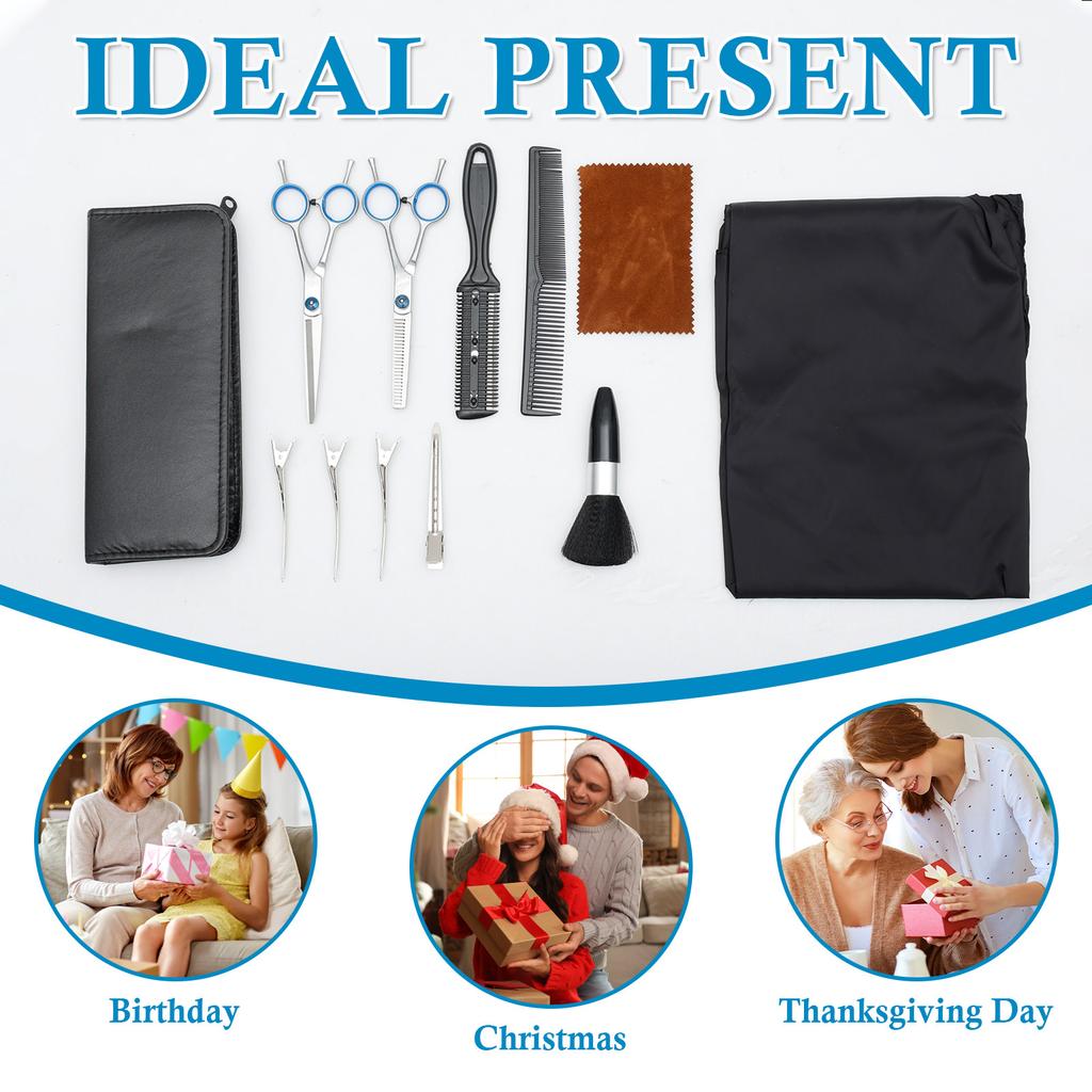 Hairdressing Scissors Kit Stainless Steel Professional Hairdressing Scissors Set with Comb and Barber Cape for Barber Shop Home