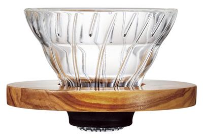V60 Heat-resistant Glass Transparent Coffee Dripper Olive Wood 01 Coffee Drip for 1-2 Cups VDGR-01-OV