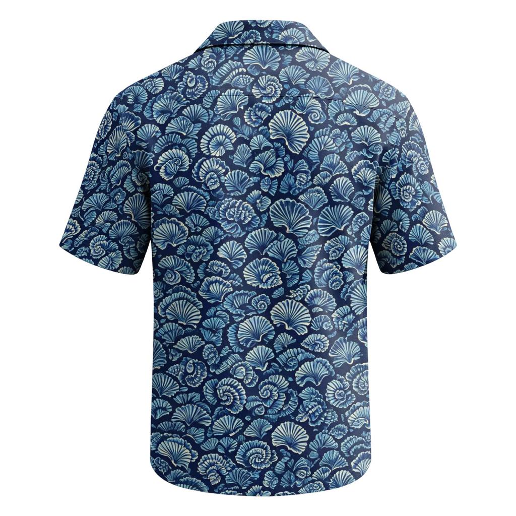 Men's Summer Hawaiian Print Cuban Collar Shirt Short Sleeve Button Down Casual Beach Shirt Lightweight Breathable Fabric