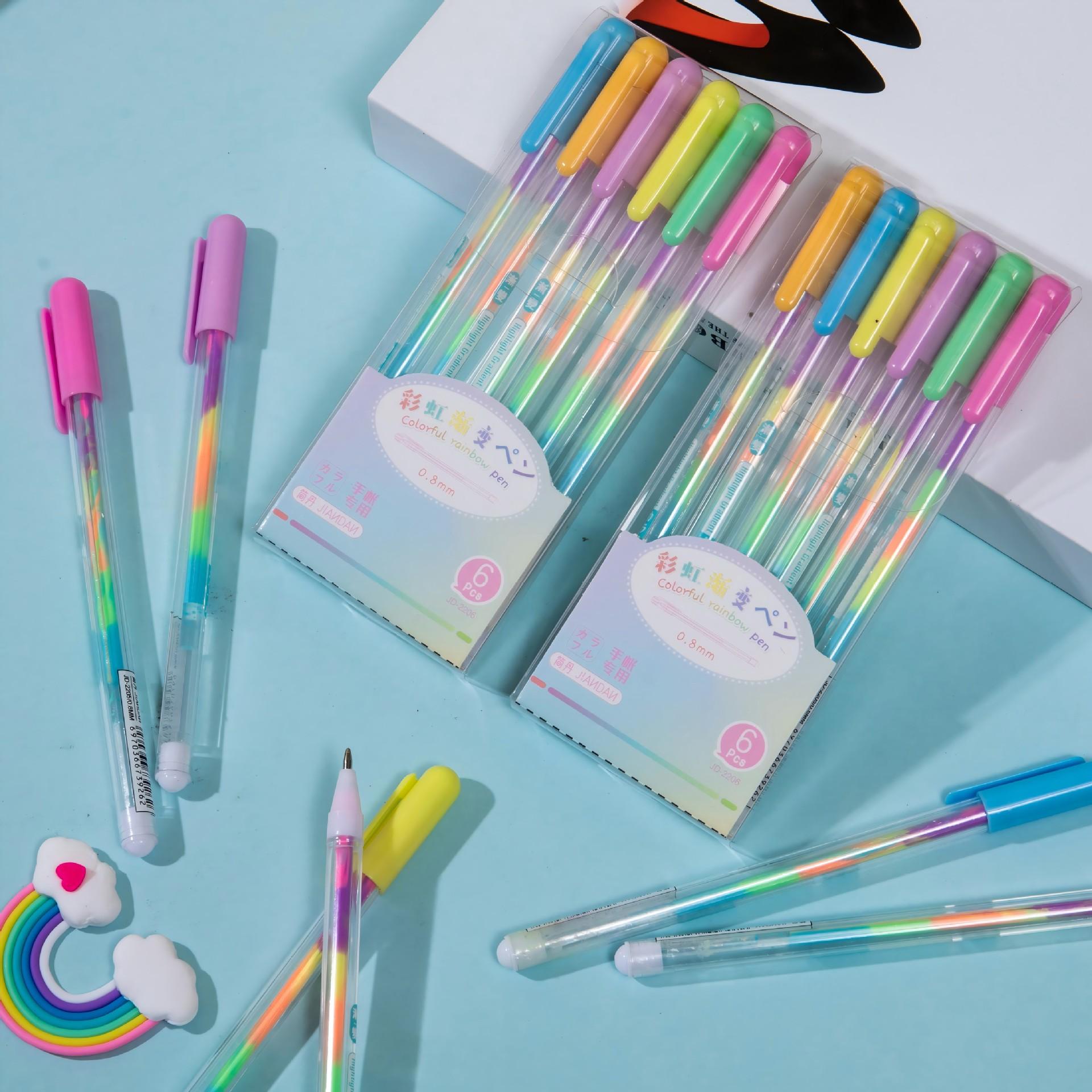 

6Pcs/Set of Cute Kawaii Color DIY Ballpoint Pen Color Chalk Drawing Rainbow Gel Pen Graffiti Pen Children s Diary Decoration