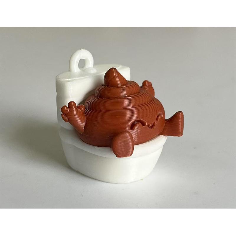 Happy Poop Toilet Ornament 3D Printed Funny Pendant Decoration for Bathroom & Desktop Novelty Gifts for Friends