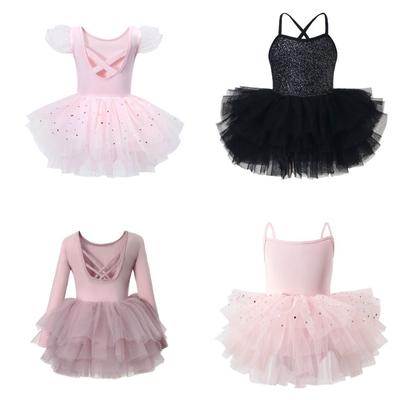 Cross Strap Kids Ballet Skirts Sequin Ballerina Fairy Dress Girl Ballet TuTu Dress  Gymnastic