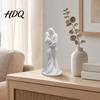 Smooth Curved Lines Decor 3D Printed Black & White Couple Hugging Statue Minimalist Modern Sculpture with Abstract Embrace Dust Wipe Figurine