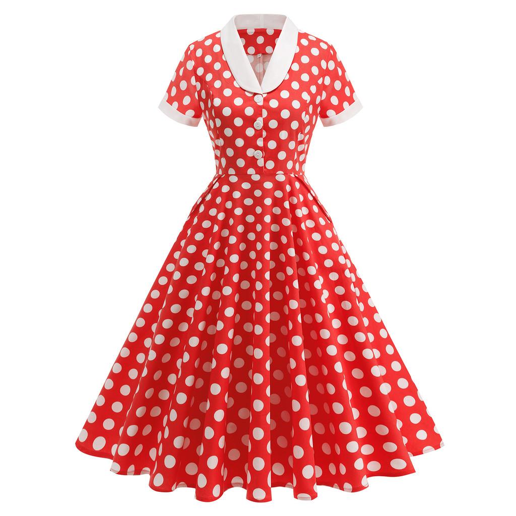 Retro Spring Dress With Button Design For Casual Travel And Events