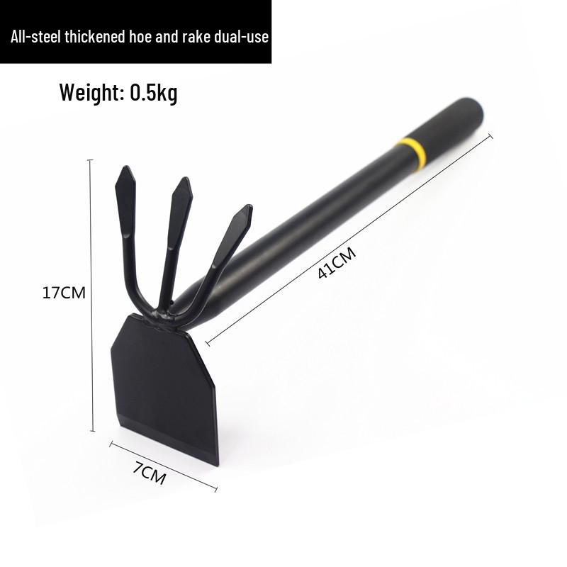 Manganese Steel Gardening Tool Set: Small Shovel, Hoe, and Rake for Planting and Beachcombing.