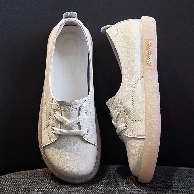 Echtes Leder Damen Schwangere Sommer Modelle Flachsohlig Rindersehnensohle Flacher Schaft Retro Mori Große Größe Einzelne Schuhe Damen