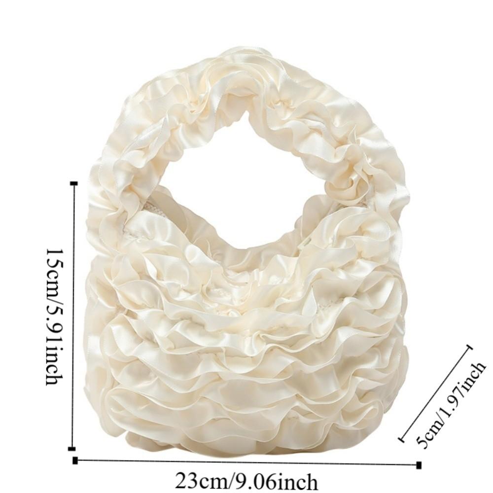 Luxury Sweet Sweet Rose Petal Handbag Soft Light Elegant Lace Pleated Bag Ruched Cloud Lace Patchwork Underarm Handbag Girl