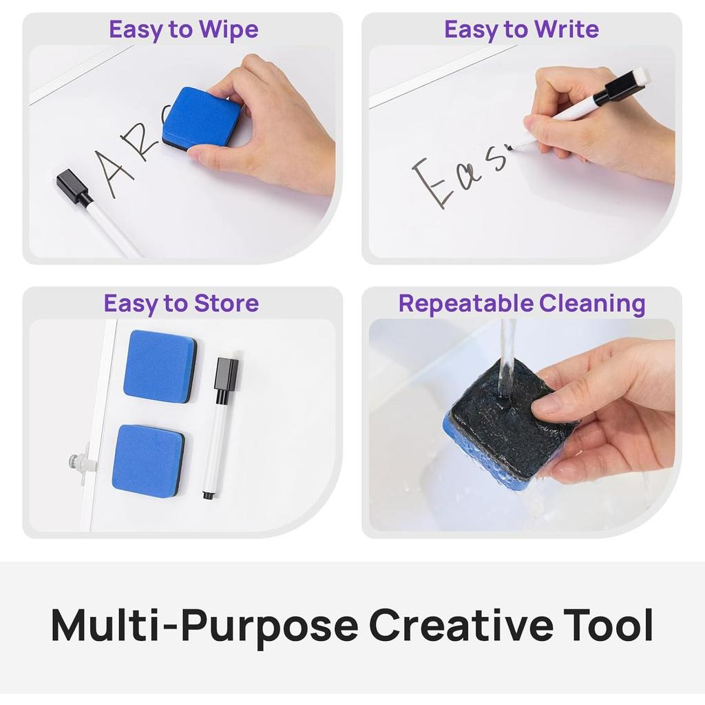 8 Pcs Colorful Magnetic Dry Erase Markers with Eraser,White Board Mini Dry Erase Markers with Eraser Cap,Fine Point Tip Student White Board Markers