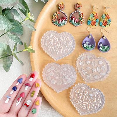 4pz Stampi Argilla Polimerica Fungo Foglia Stampo in Silicone Argilla Polimerica Mini Stampi Stampi per Orecchini per Argilla Polimerica Stampi per Argilla Polimerica per Gioielli