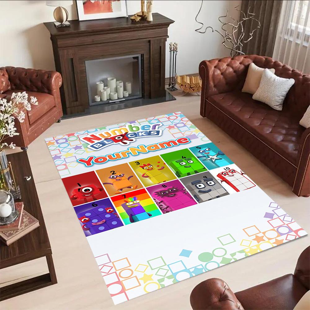 Numberblocks Personalized Name Floor Mat Design for Hallway Living Rooms Foyer Dining Room Antislip Carpet Anime Office Decor Best for Christmas