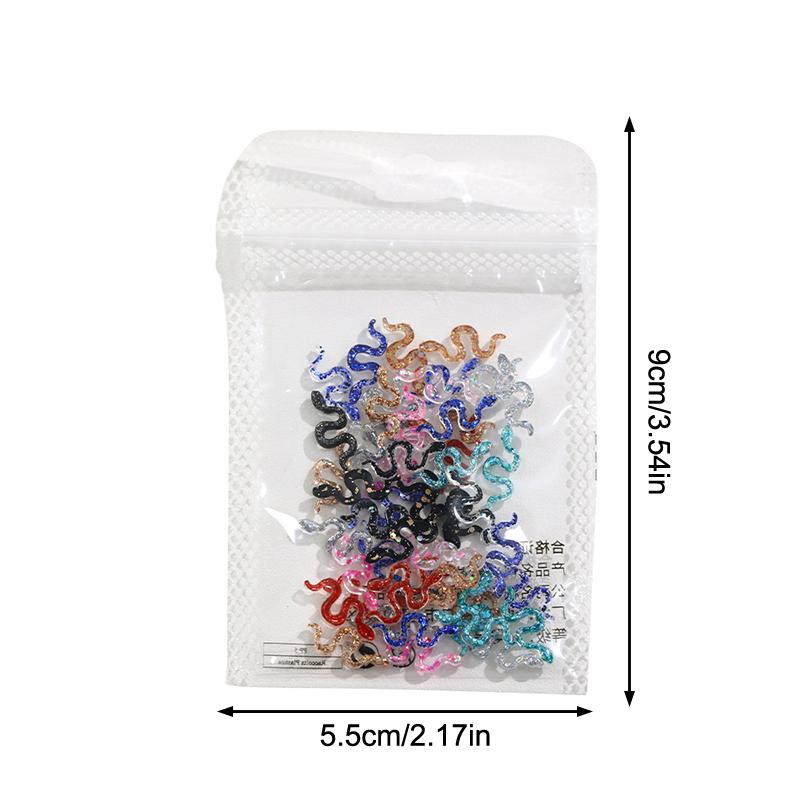 50Pcs Mixed Nail Snake Decorations Ornament Flash Nail Charm Simulation Resin Accessories Diy Manicure Decorations