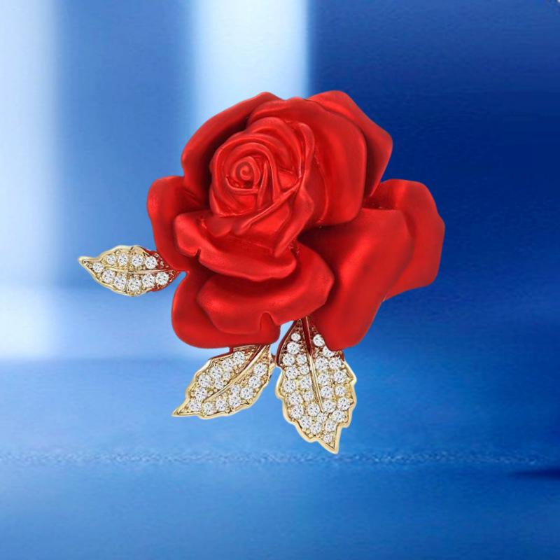 

Премиальная брошь с красной розой, женская булавка высокого класса, аксессуары для пиджака, аксессуары для свадебного корсажа Electroplated real gold красный