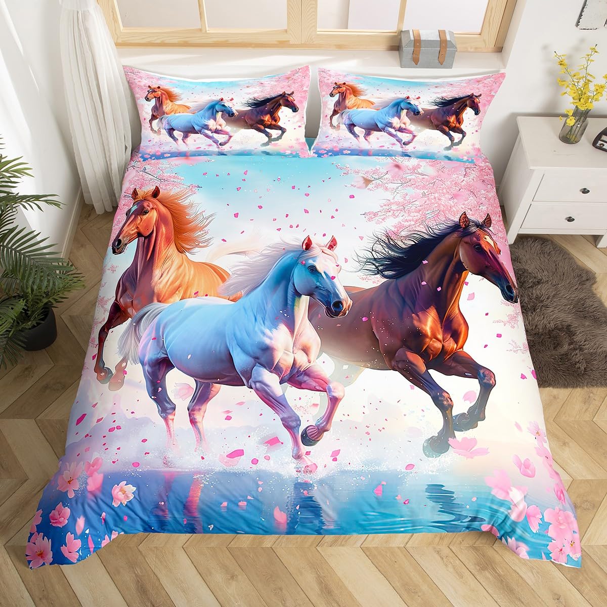 Пододеяльник с изображением мультяшной лошади King Queen Galloping Horse — фото 9