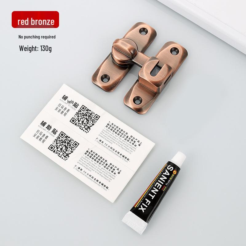 Thickened Zinc Alloy No-Drill 90° Door Latch & Sliding Bolt Lock