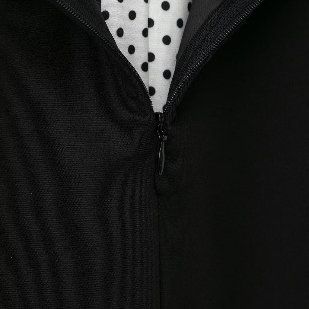 2025 Women's Slim Fit Round Neck Short Coat & Polka Dot Patchwork Skirt Set