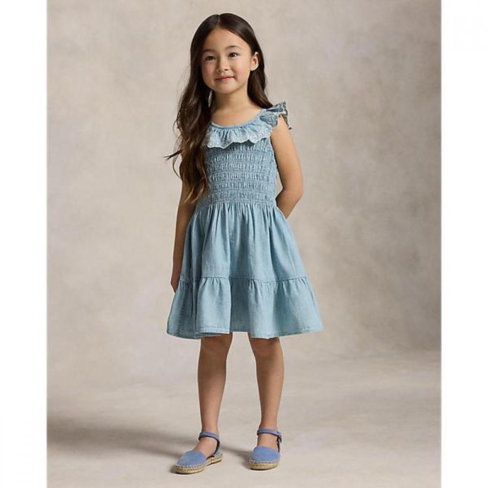 Polo Ralph Lauren Girls 2 6 Blueberry Overlay Indigo Chambray Dress Cwpodrsr3d21154400 3