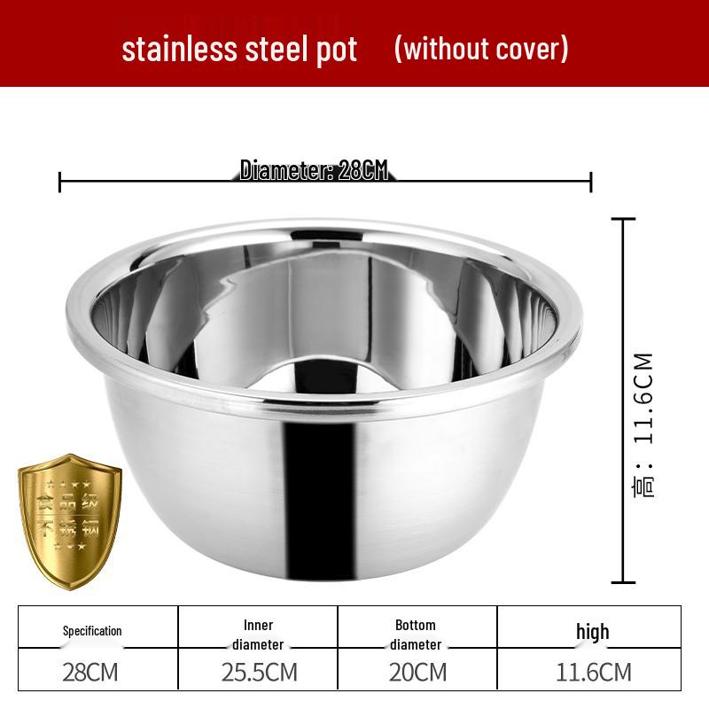 304 Stainless Steel Multi-Use Basin with Lid - Ideal for Washing Vegetables, Kneading Dough, Mixing, and Cooking