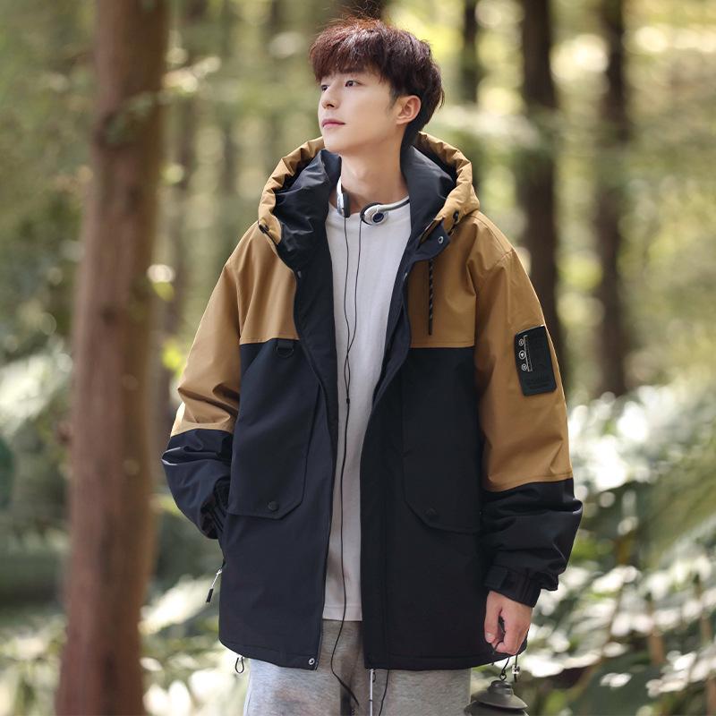 

HJCAMEL Мужская зимняя 2023 ветрозащитная и водонепроницаемая пуховая куртка на флисовой подкладке M