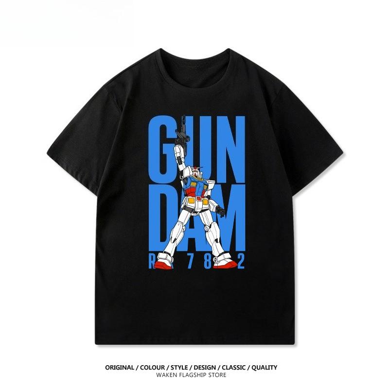 Mobile Suit Gundam Animations-Derivate Lockere Kurzarm-T-Shirts für Unisex und Damen Sommer Mecha-Druck Freizeitkleidung