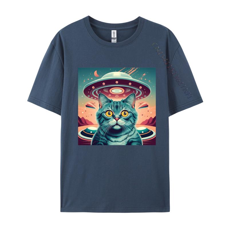 Elegant Cat Selfie Ufo Tshirt High Quality Men T Shirt Cosie Tops Shirt Unique Printed Funky Tshirt