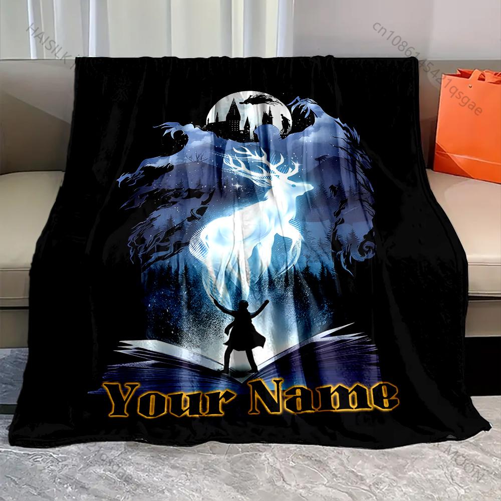 Personalization Custom Name Blanket Magic Academy Printing Suitable for Sofa, Bed, Travel, Camping, Car, Chair and Bed for Gifts