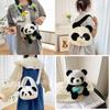Furry Panda Embroidered Hugging Bamboo Diagonal Cross Backpack For Use Daily
