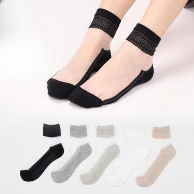 Women's Spring and Summer New Thin Patterned Glass Fiber Vintage Crystal Stockings