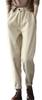 One Tapered Elastic High Size One's Pants, Fleece-Lined, Waist, Stretch, Warm, Fall/Winter, 1/4 Length, Waist, Women's (Off-White, L)