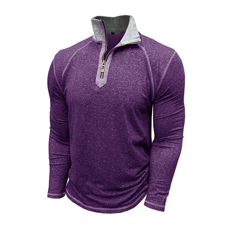 Men Slim Fit Long Sleeve Henley Zip Up Pullover Casual Daily Sweatshirt