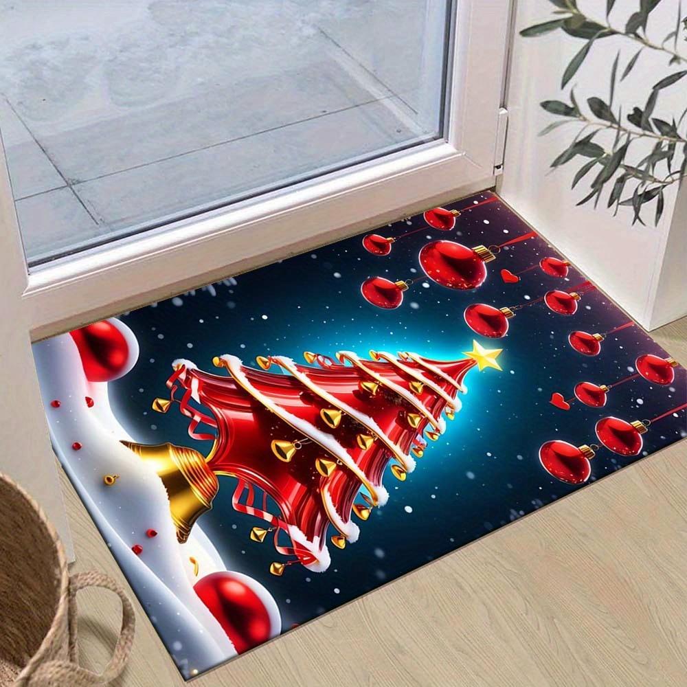 

1pc Christmas Themed Rug, Red Christmas Tree Print, Bedside Carpet, Non slip Laundry Room Mat, Machine Washable Water Absorbing Entrance Doo 60cm by 90cm
