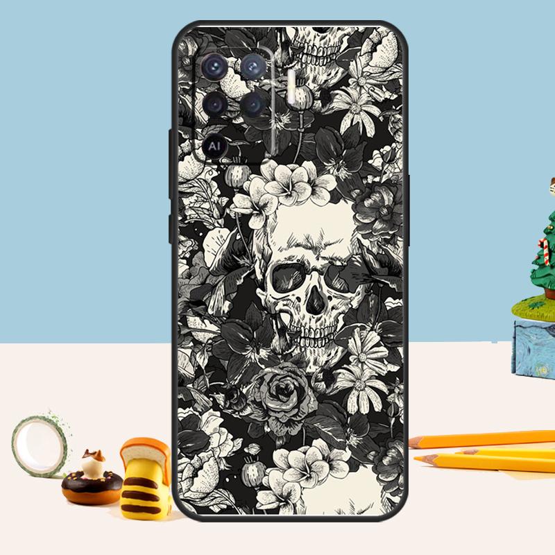 

Gothic Floral Skull Case For Oppo A54 A74 A94 A80 A60 A40 A18 A38 A58 A78 A98 A96 A76 A16 A15 A17 A57 A5 A6 Pro OPPO A38 4G
