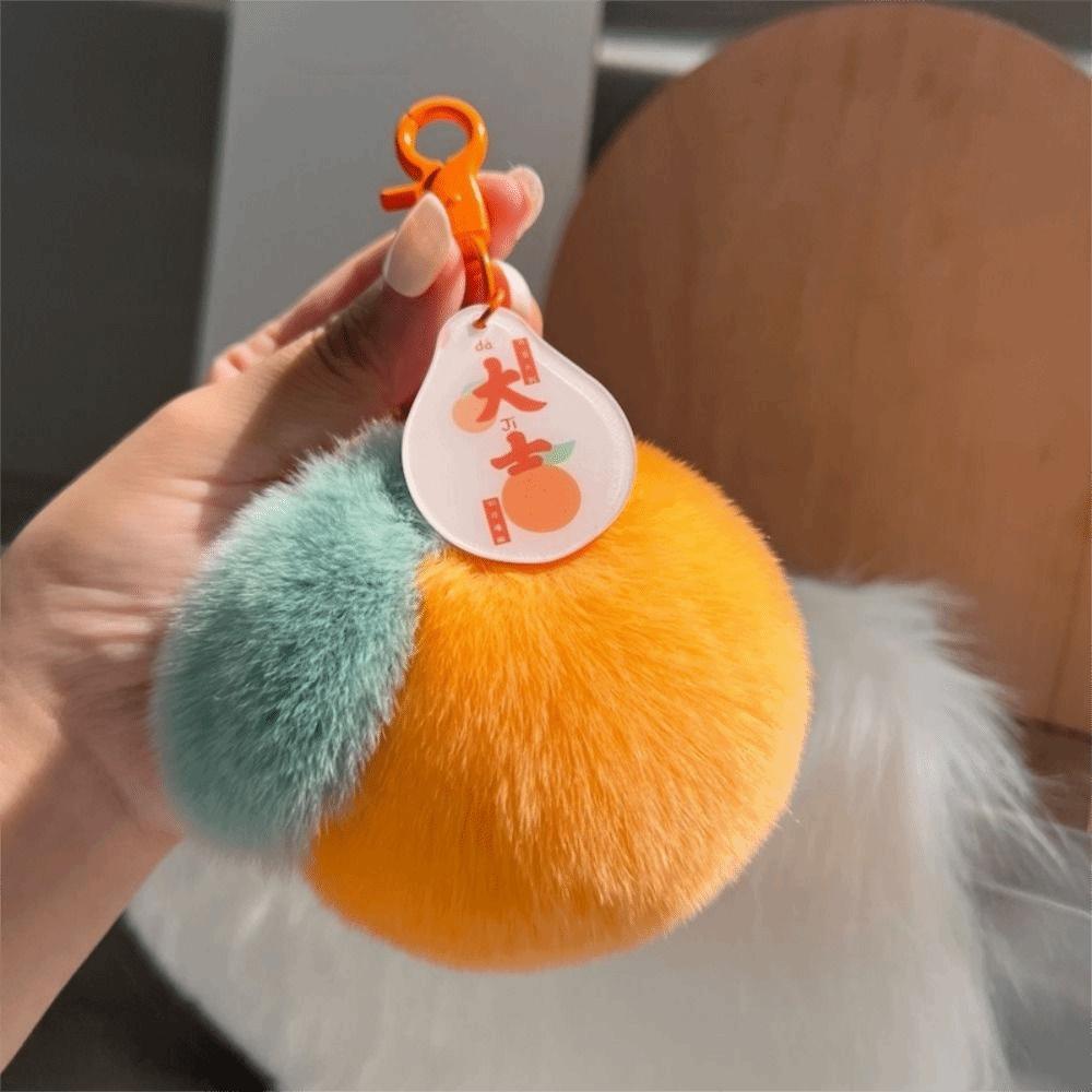 Plushies Orange Keychain Plush Orange Orange Plush Pendant Lucky Fluffy Tangerine Keychain  Women