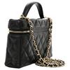 Chanel 25c Boucle Dorée Motif Diamant Chaîne en Cuir Logo de Marque Fermeture à Glissière Sac Bandoulière Messager Simple Sac à Main en Peau d'Agneau Noir pour Femme